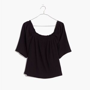 Madewell Knit Pointelle Peasant Top L